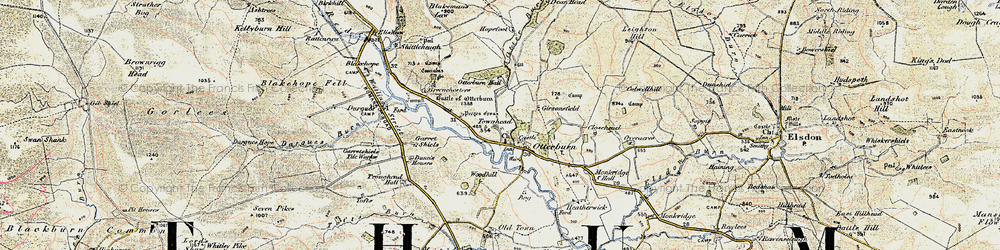 Old map of Tofts Burn in 1901-1904