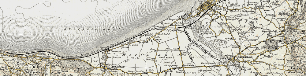 Old map of Towyn in 1902-1903