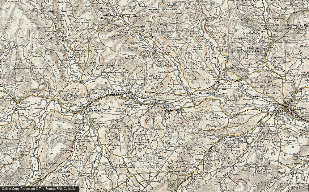 Old Map of Historic Map covering Abercamlais in 1900-1901