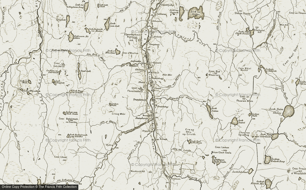 Old Map of Historic Map covering Bunahoun in 1911-1912