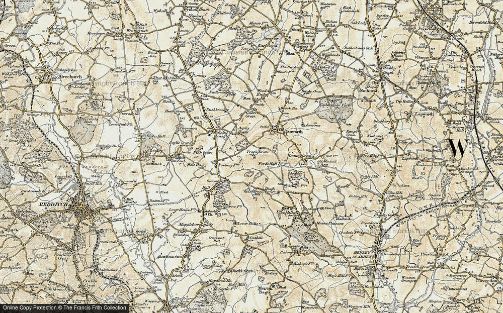 Old Map of Trap's Green, 1901-1902 in 1901-1902