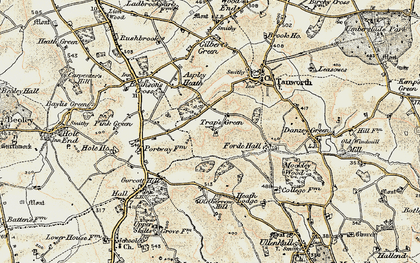 Old map of Trap's Green in 1901-1902