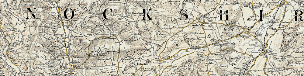 Old map of Trawscoed in 1900-1902