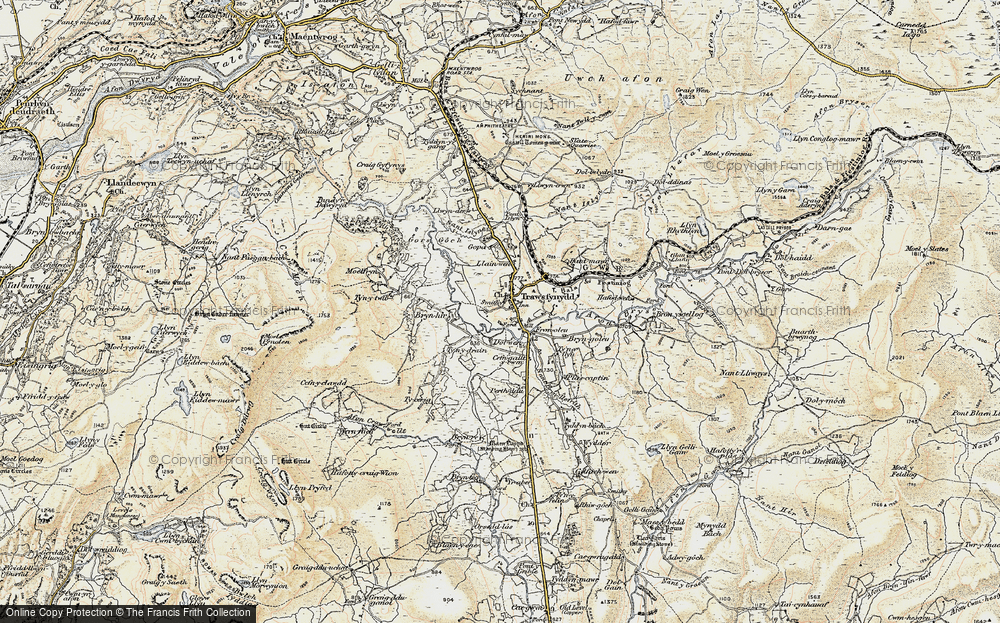 Old Map of Historic Map covering Afon Crawcwellt in 1903