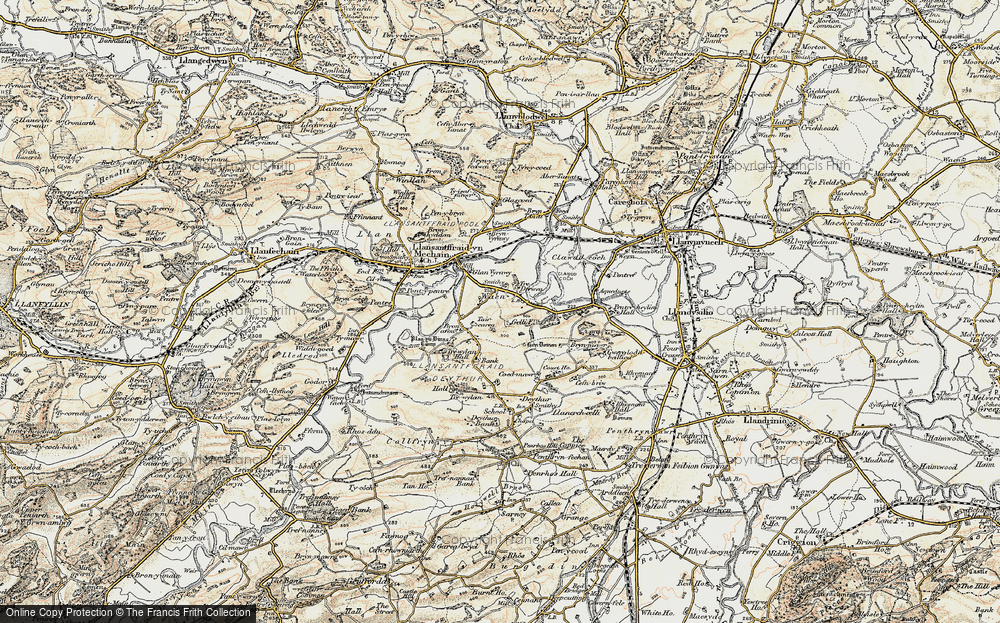 Old Map of Historic Map covering Bronafon in 1902-1903
