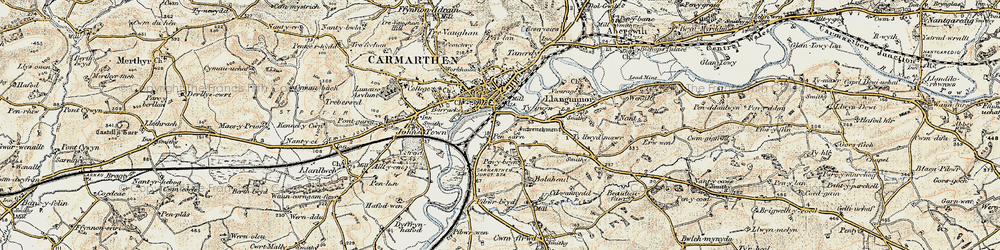 Old map of Tre-gynwr in 1901