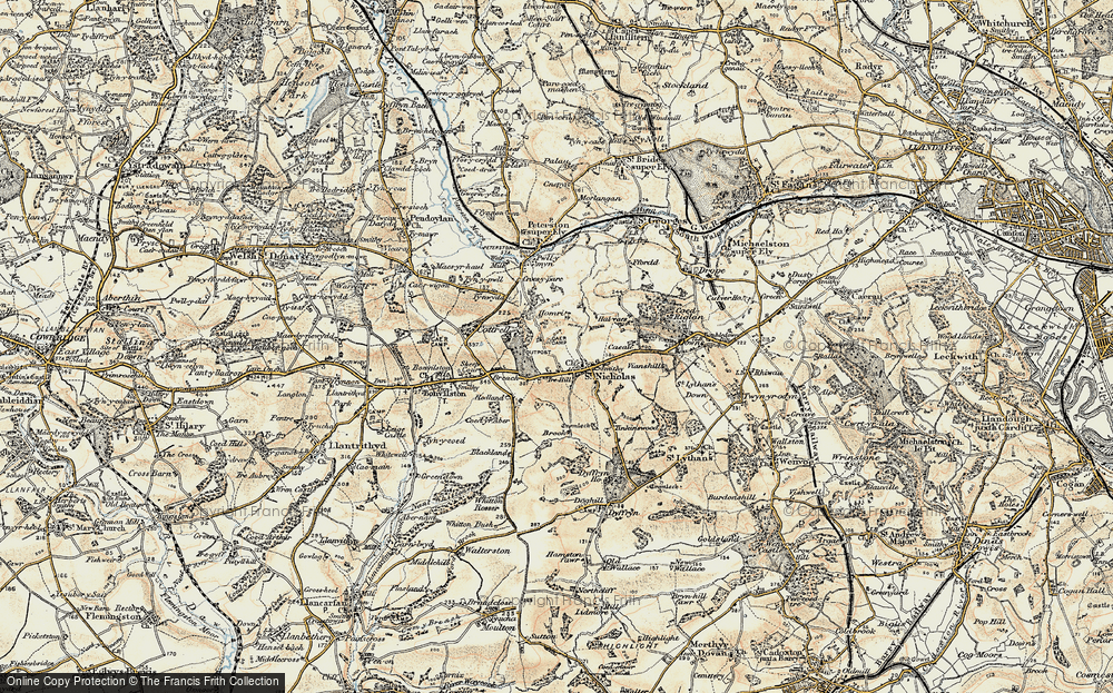 Old Map of Historic Map covering Brooklands in 1899-1900