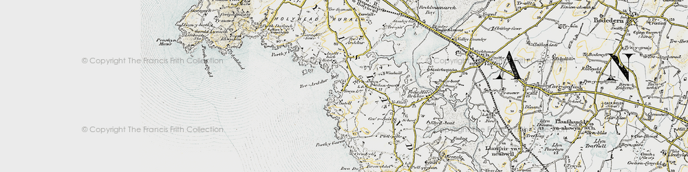 Old map of Trearddur Bay in 1903-1910