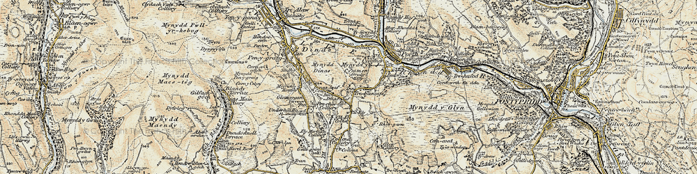 Old map of Trebanog in 1899-1900