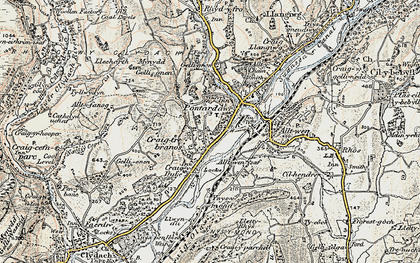 Old map of Trebanos in 1900-1901