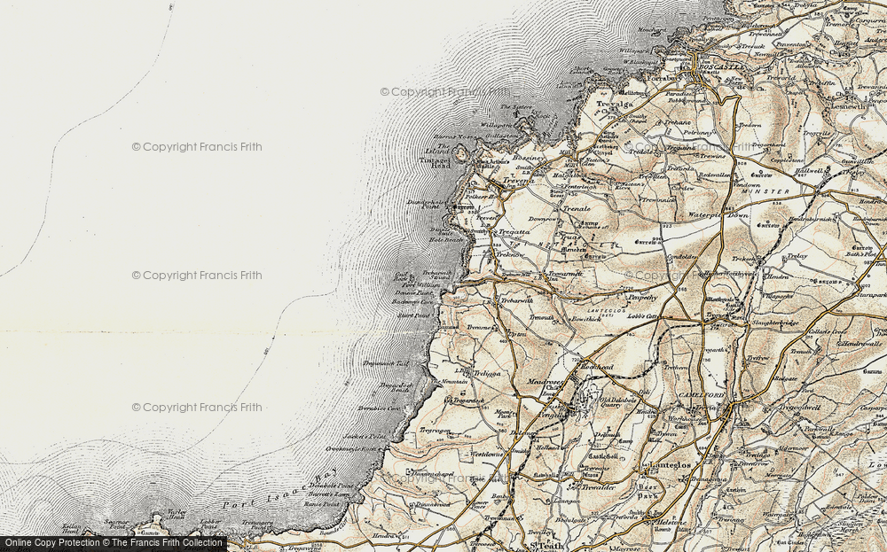 Old Map of Historic Map covering Backways Cove in 1900