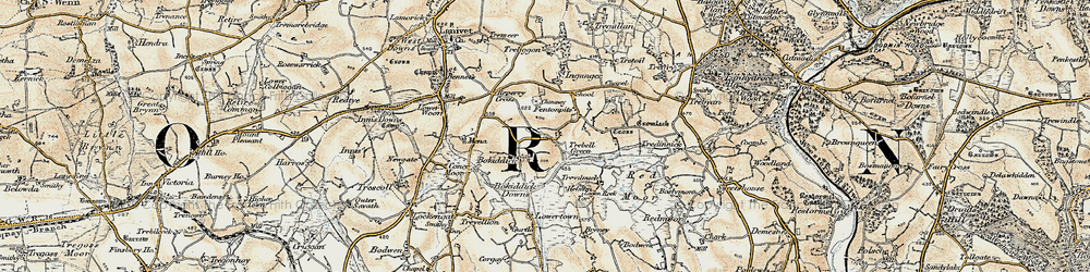 Old map of Trebell Green in 1900
