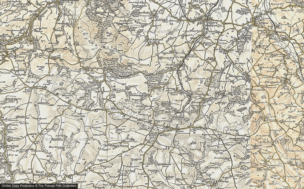 Old Map of Historic Map covering Brendon Hills in 1898-1900