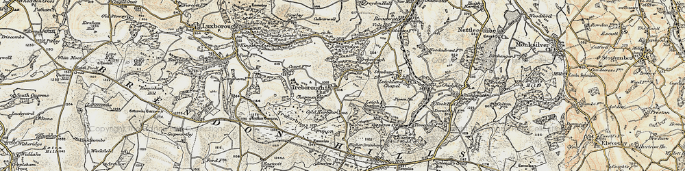 Old map of Treborough in 1898-1900