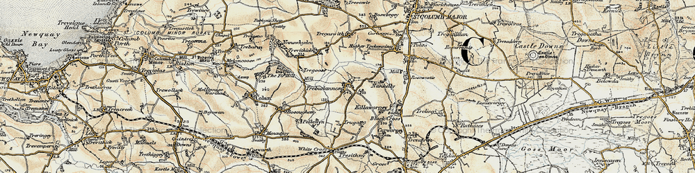 Old map of Trebudannon in 1900