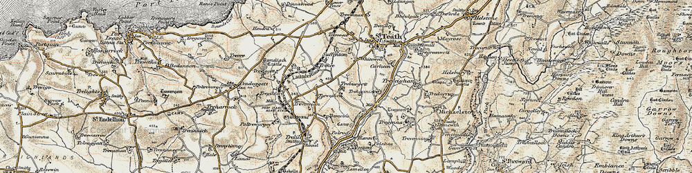 Old map of Treburgett in 1900