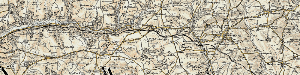 Old map of Treburgie in 1900