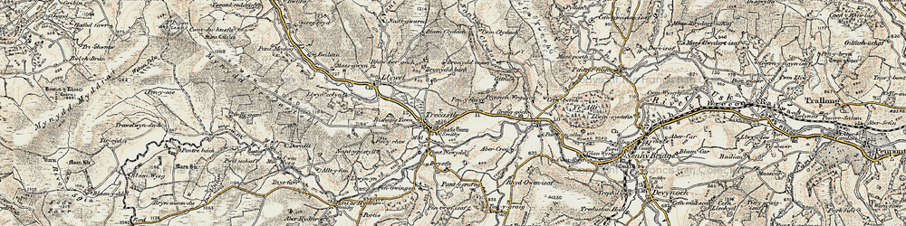 Old map of Abercrai in 1900-1901