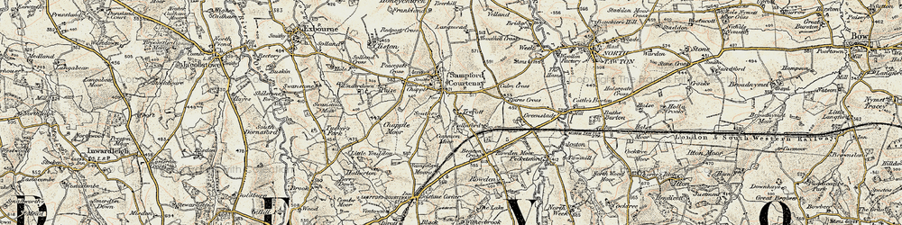 Old map of Trecott in 1899-1900