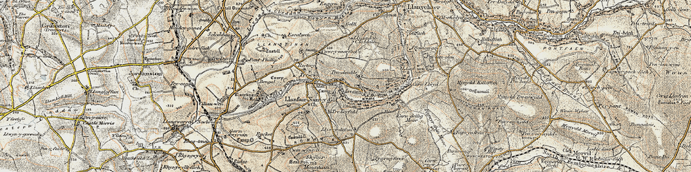 Old map of Ysgubor Mountain in 1901-1912