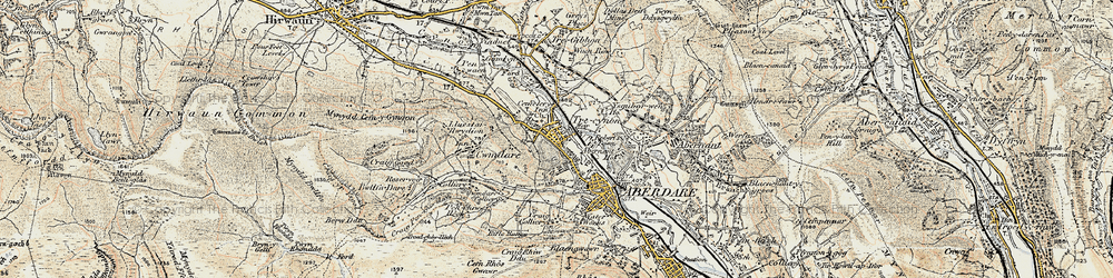 Old map of Trecynon in 1899-1900