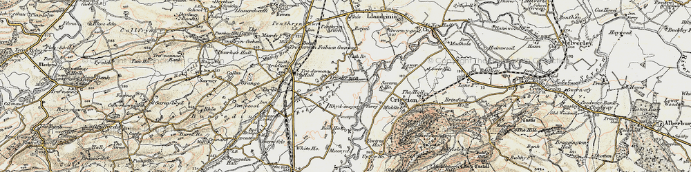 Old map of Trederwen in 1902-1903