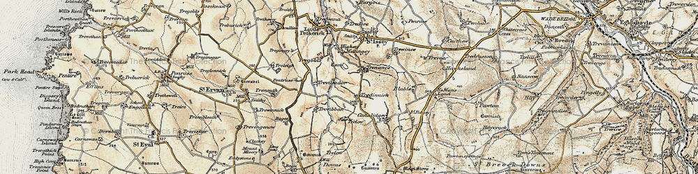 Old map of Trevibban in 1900