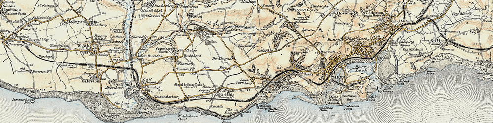 Old map of Tredogan in 1899-1900