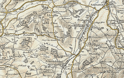Old map of Tredomen in 1900-1901