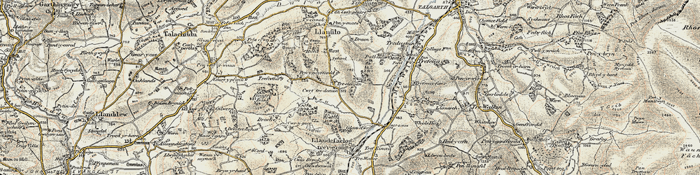 Old map of Tredomen in 1900-1901