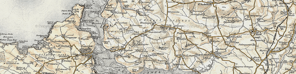 Old map of Tredrizzick in 1900