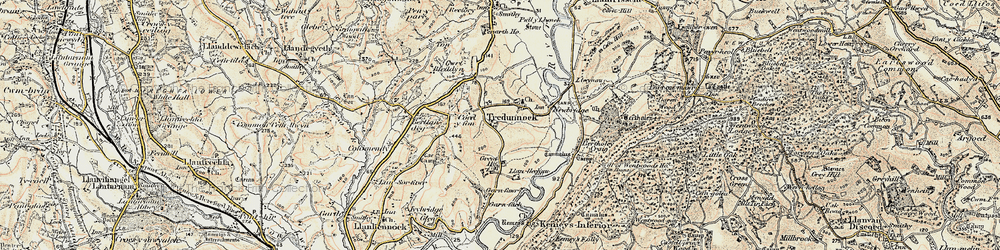 Old map of Tredunnock in 1899-1900