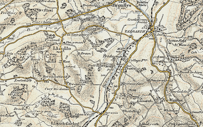 Old map of Tredustan in 1900-1901