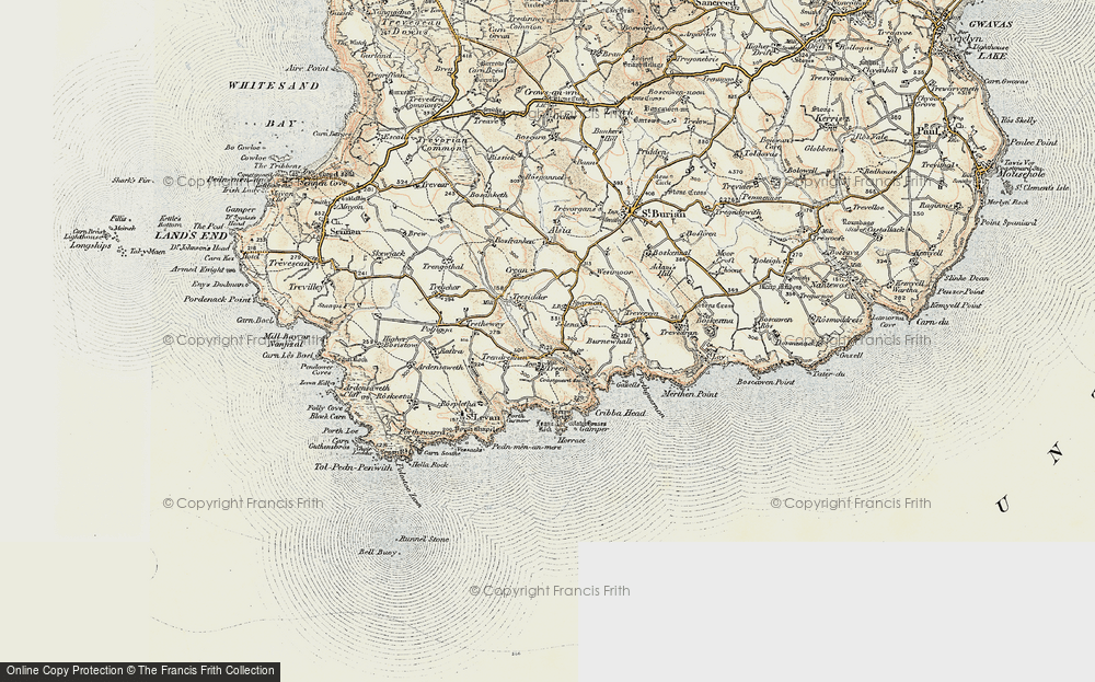 Old Map of Treen, 1900 in 1900