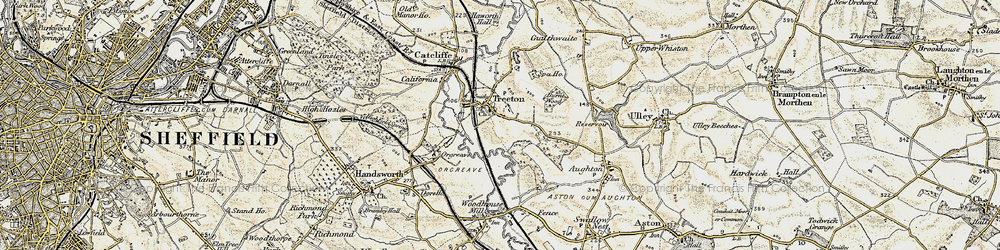 Old map of Treeton in 1903