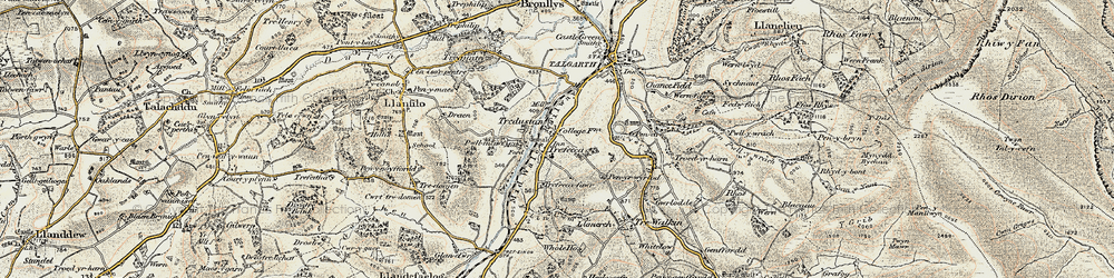 Old map of Trefecca in 1900-1901