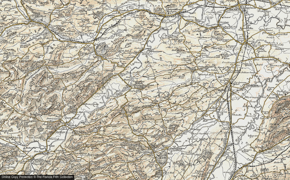 Old Map of Historic Map covering Y Gaer in 1902-1903