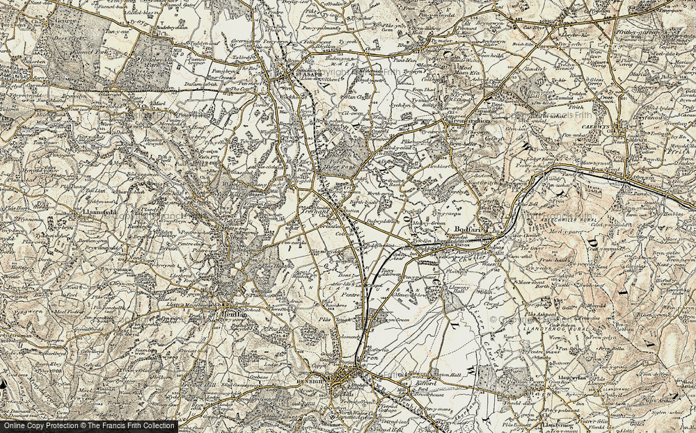 Old Map of Historic Map covering Berth Bach in 1902-1903