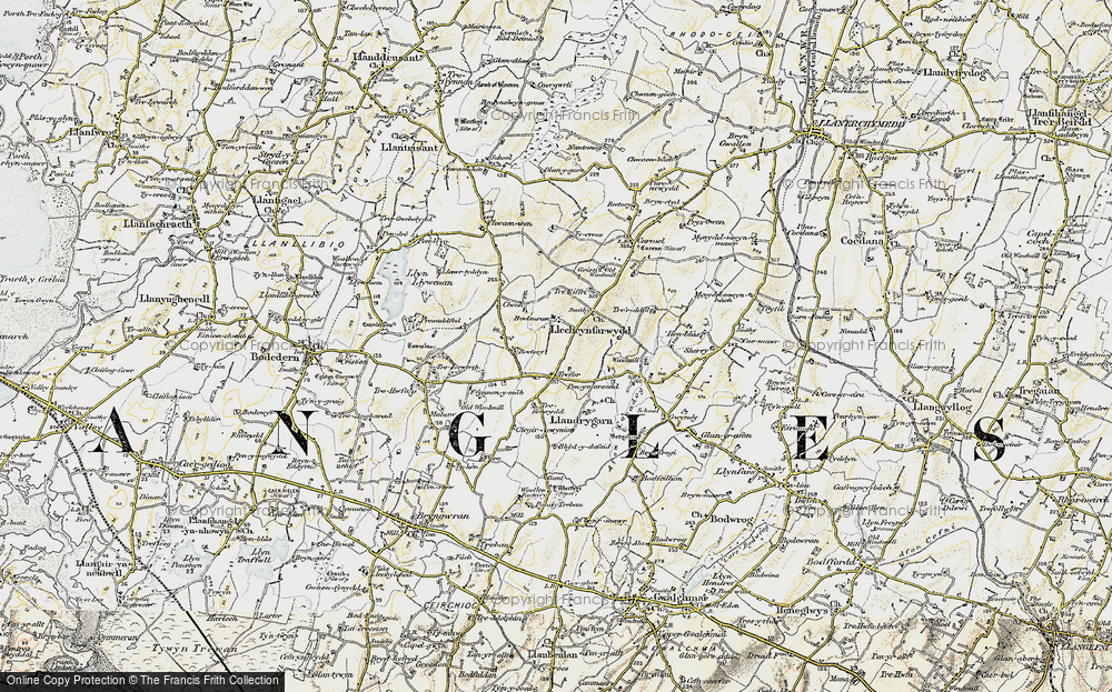 Old Map of Historic Map covering Bodychen in 1903-1910
