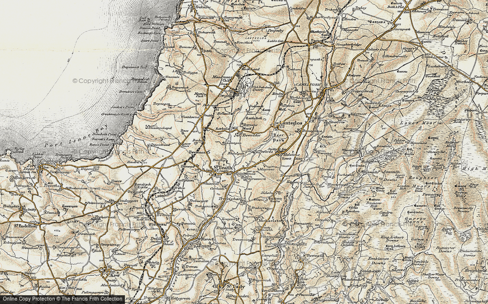 Old Map of Historic Map covering Bodulgate in 1900