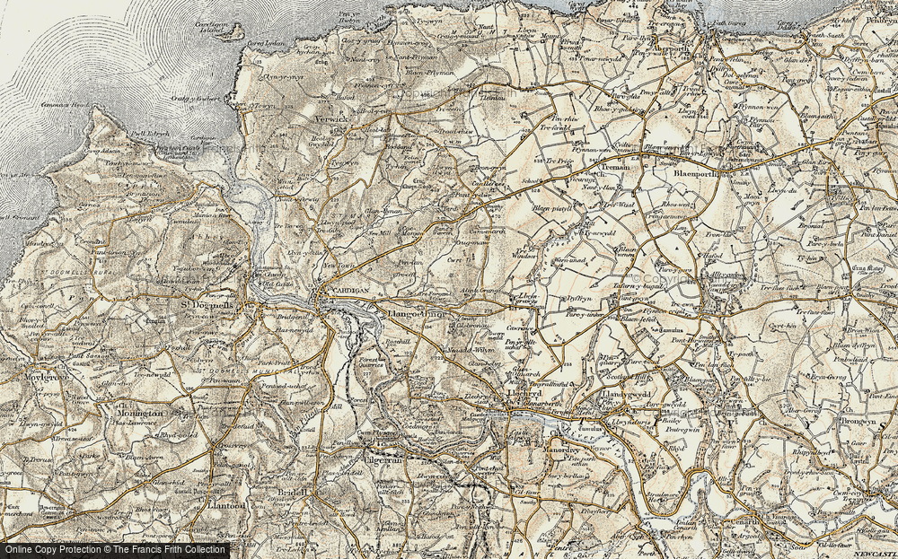 Old Map of Historic Map covering Pen-Lan in 1901