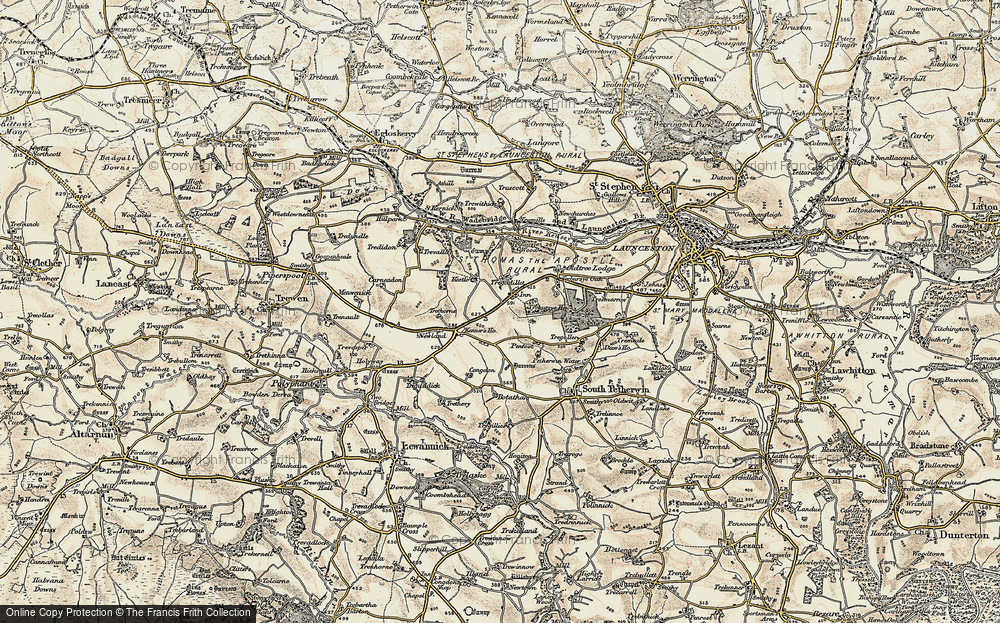 Old Map of Tregadillett, 1900 in 1900