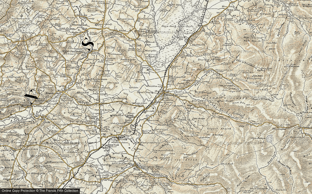Old Map of Historic Map covering Afon Groes in 1901-1903