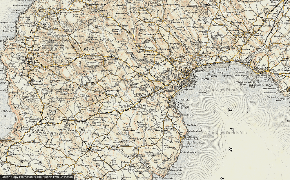 Old Map of Tregavarah, 1900 in 1900