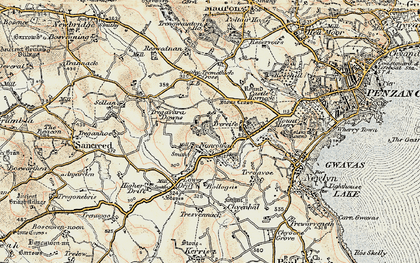 Old map of Tregavarah in 1900