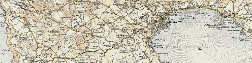 Old map of Tregavarah in 1900