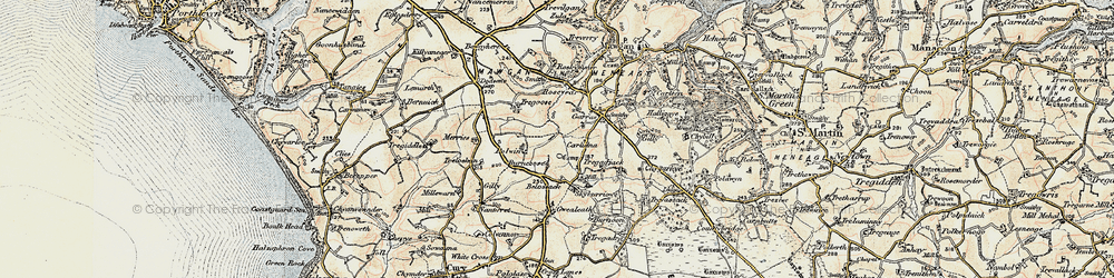Old map of Burncoose in 1900