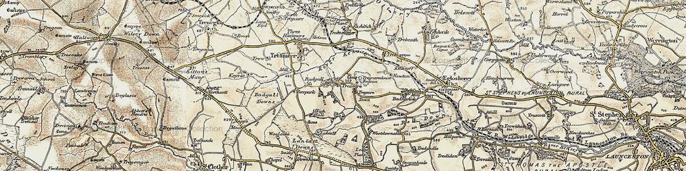 Old map of Tregeare in 1900