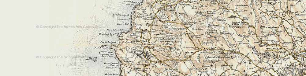 Old map of Bosvargus in 1900