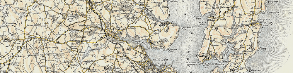 Old map of Tregew in 1900